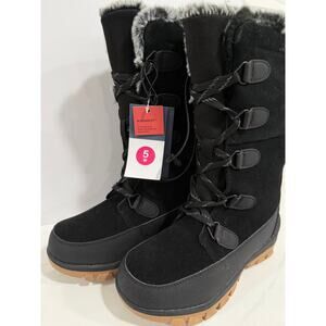 Cozy Winter Snow Boots Faux Fur Waterproof Black Lug Sole Universal Thread Sz 5M